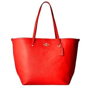 COACH Designer Red Crossgrain Large Street City Tote Purse Hand Bag